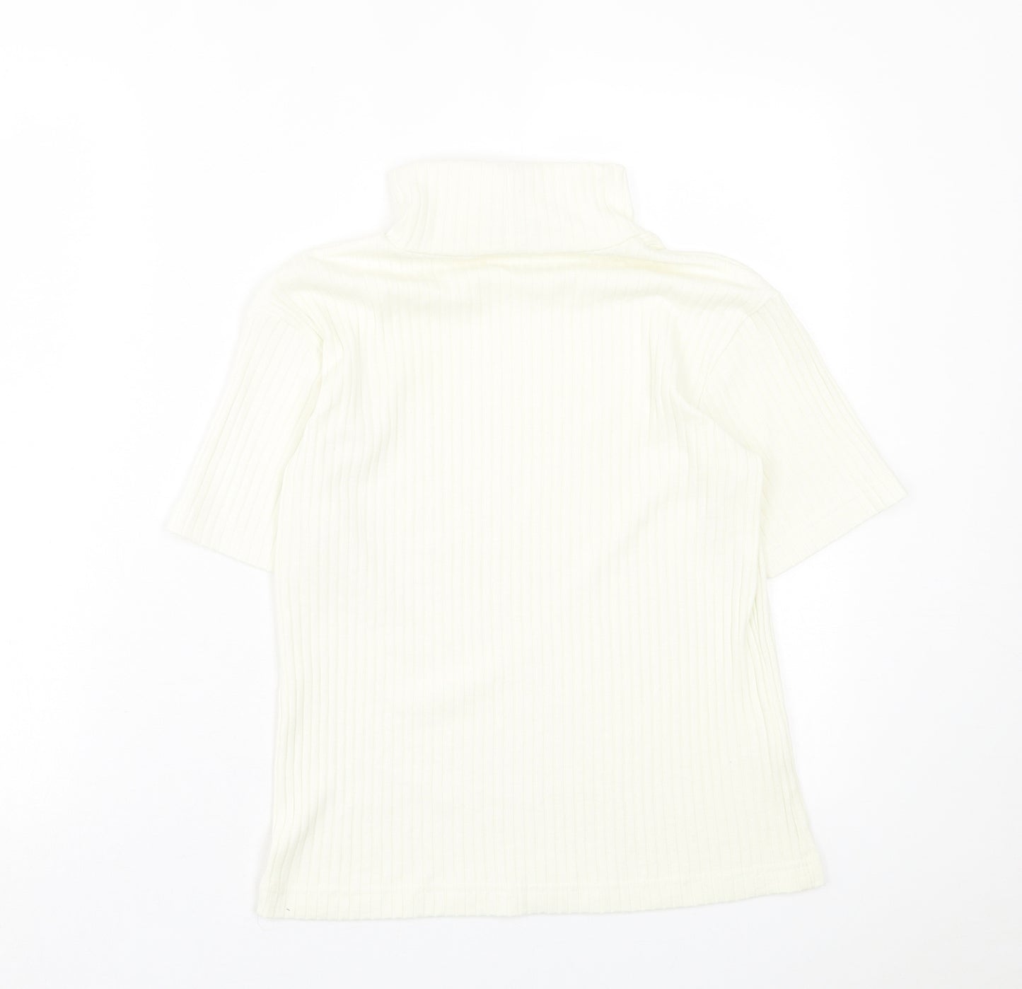 Joie de Vivre Womens Ivory Polyester Basic T-Shirt Size 10 Roll Neck