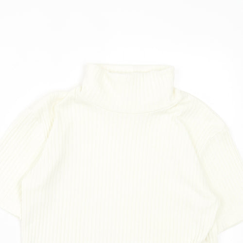 Joie de Vivre Womens Ivory Polyester Basic T-Shirt Size 10 Roll Neck