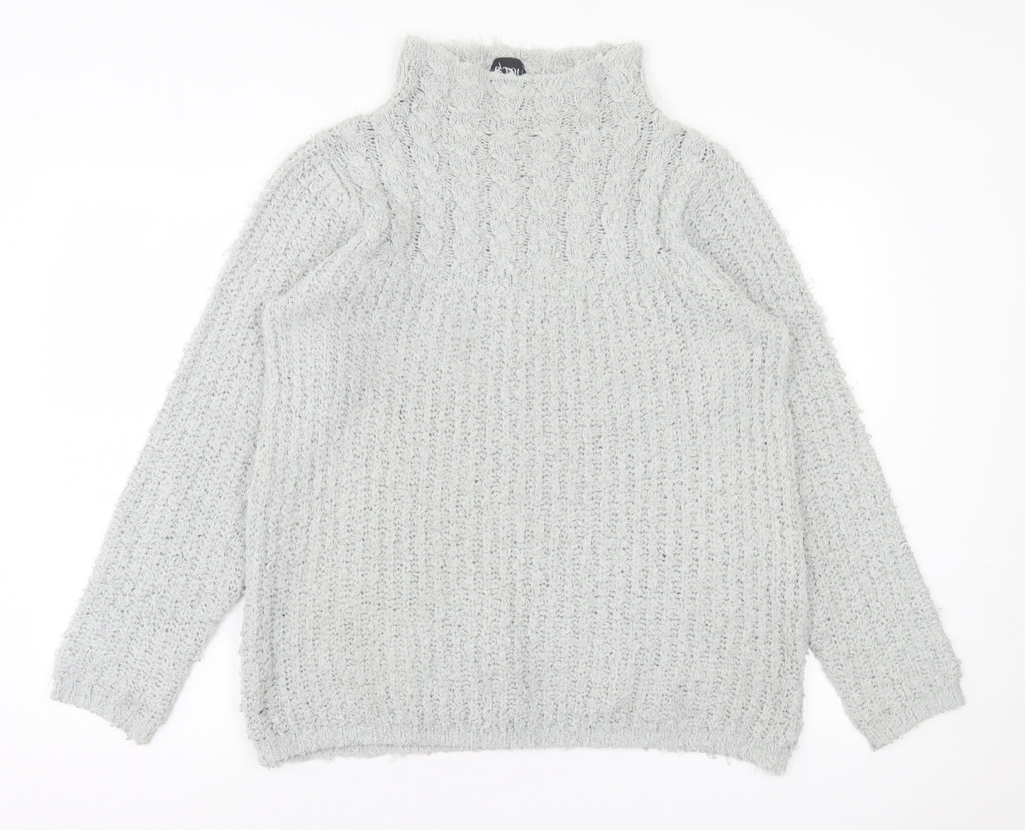 B.You Womens Grey High Neck Polyester Pullover Jumper Size M