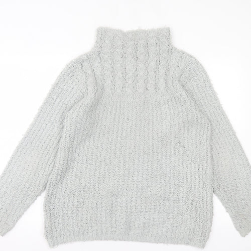 B.You Womens Grey High Neck Polyester Pullover Jumper Size M
