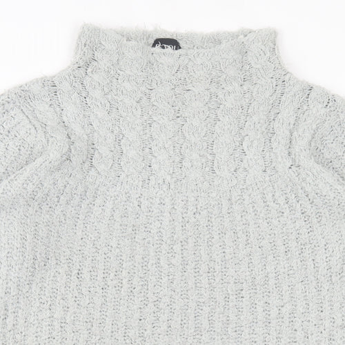 B.You Womens Grey High Neck Polyester Pullover Jumper Size M