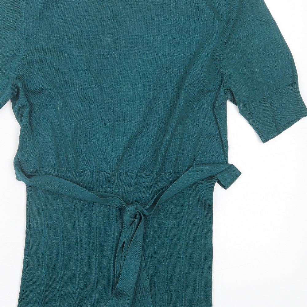 Coast Womens Green V-Neck Silk Pullover Jumper Size 12