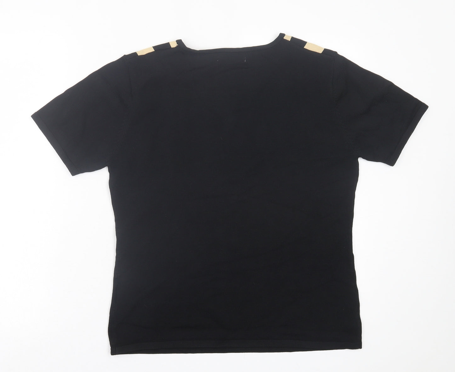 Just Elegance Womens Black Viscose Basic T-Shirt Size L Crew Neck