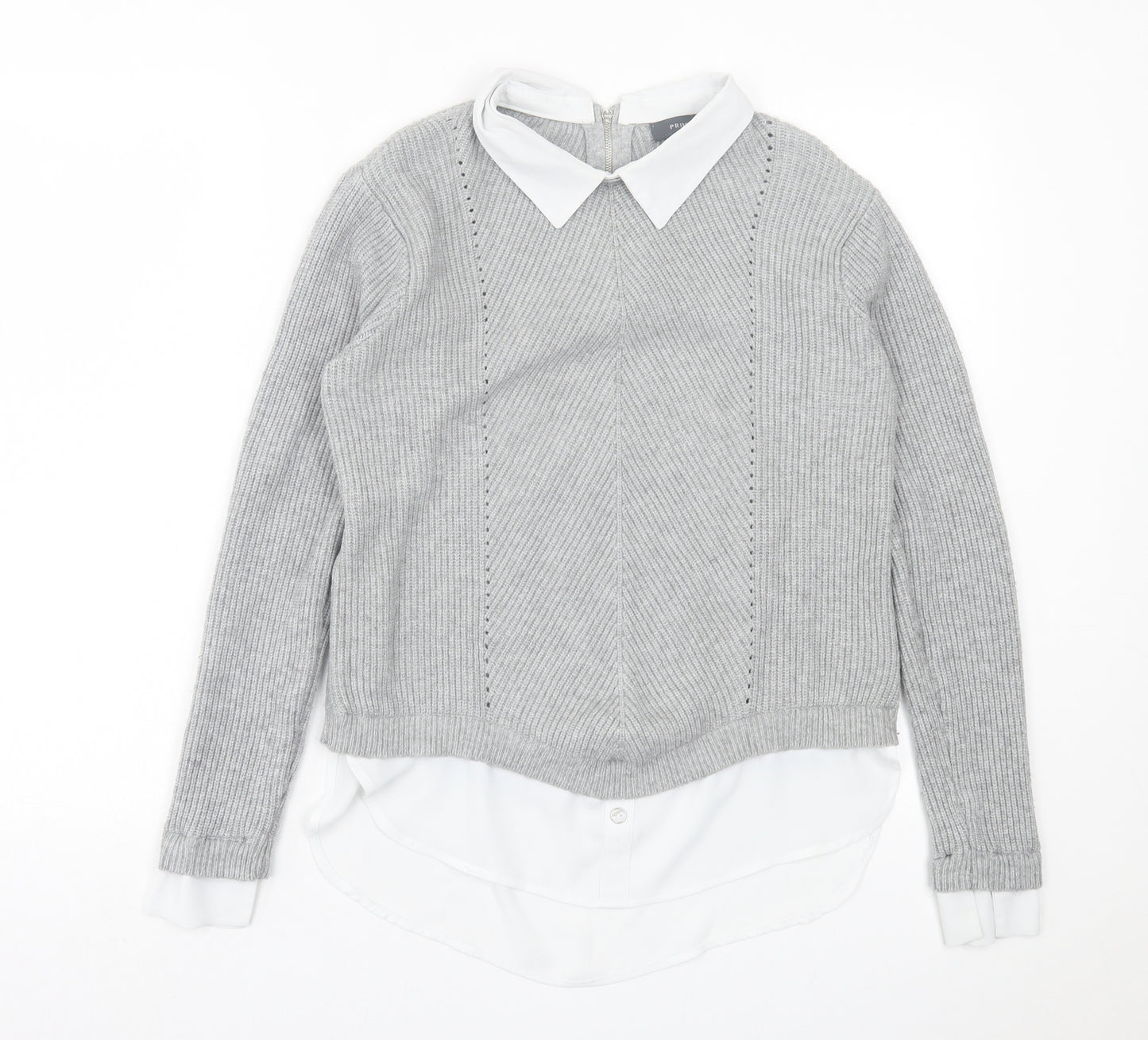 Primark Womens Grey Collared Viscose Pullover Jumper Size 12