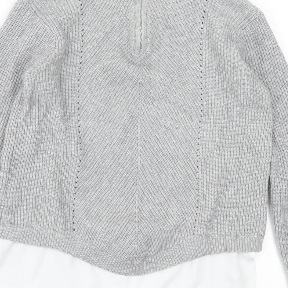 Primark Womens Grey Collared Viscose Pullover Jumper Size 12