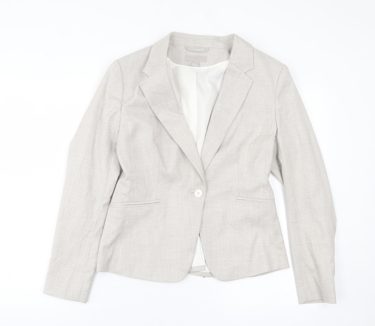 H&M Womens Beige Jacket Blazer Size 14 Button