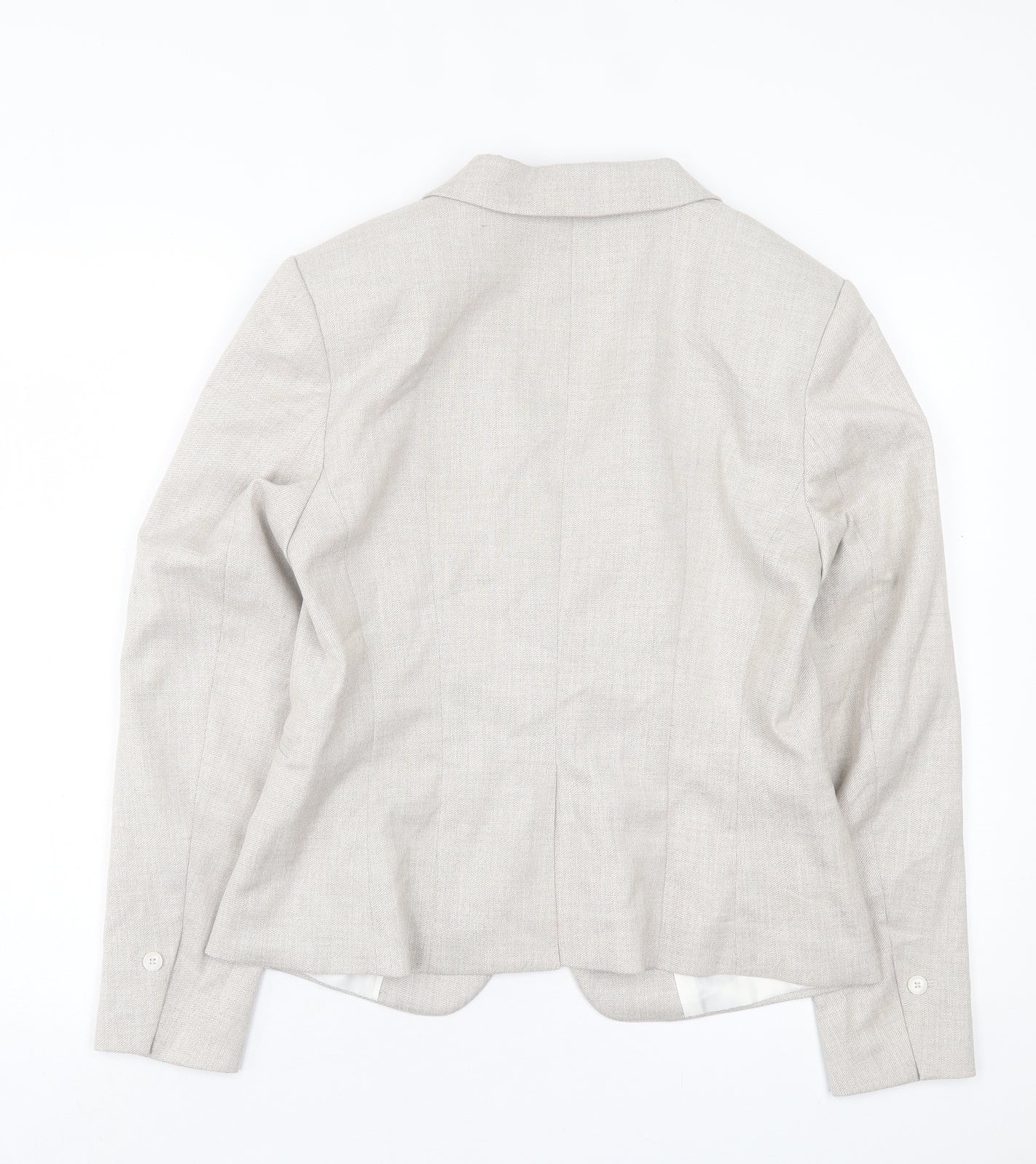 H&M Womens Beige Jacket Blazer Size 14 Button