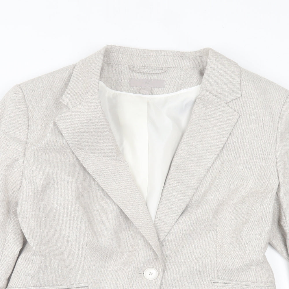 H&M Womens Beige Jacket Blazer Size 14 Button