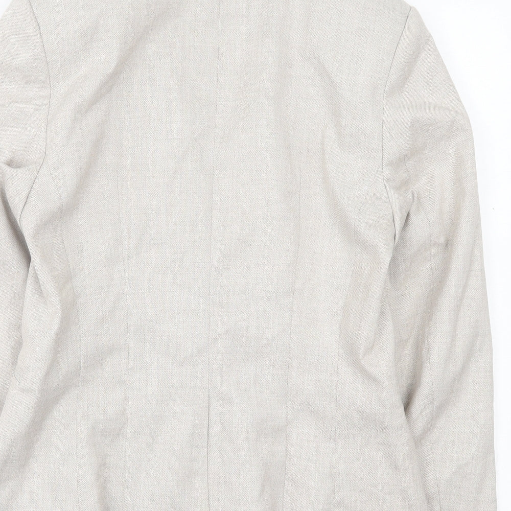 H&M Womens Beige Jacket Blazer Size 14 Button