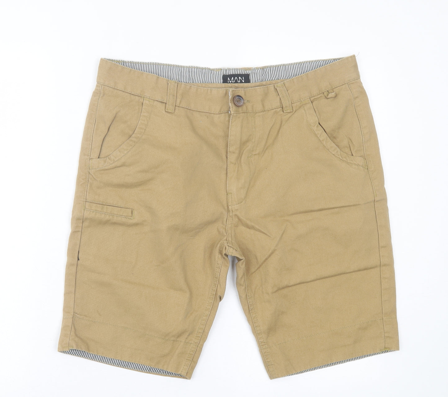 Boohoo Mens Brown Cotton Chino Shorts Size 36 in L9 in Regular Button