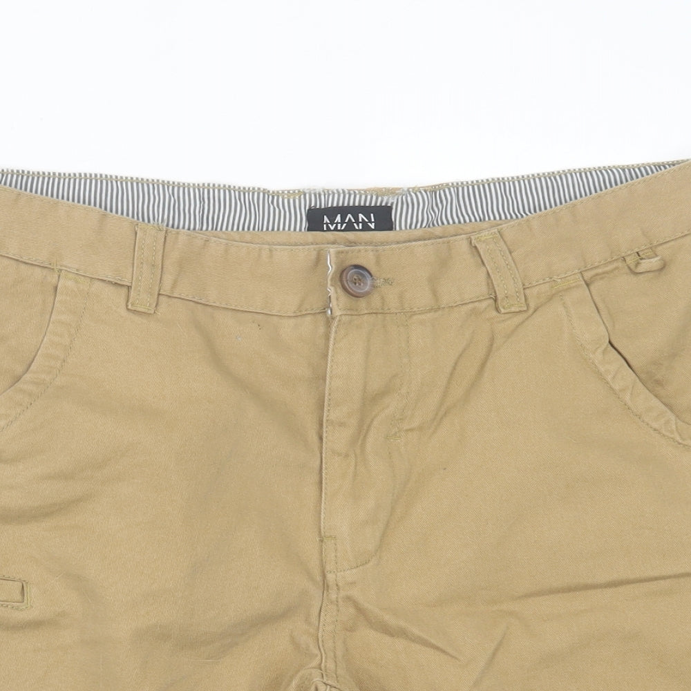Boohoo Mens Brown Cotton Chino Shorts Size 36 in L9 in Regular Button