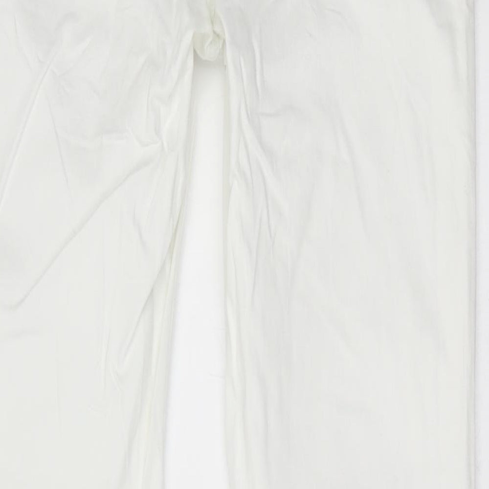 TMC Womens White Cotton Straight Jeans Size 12 L31 in Regular Button