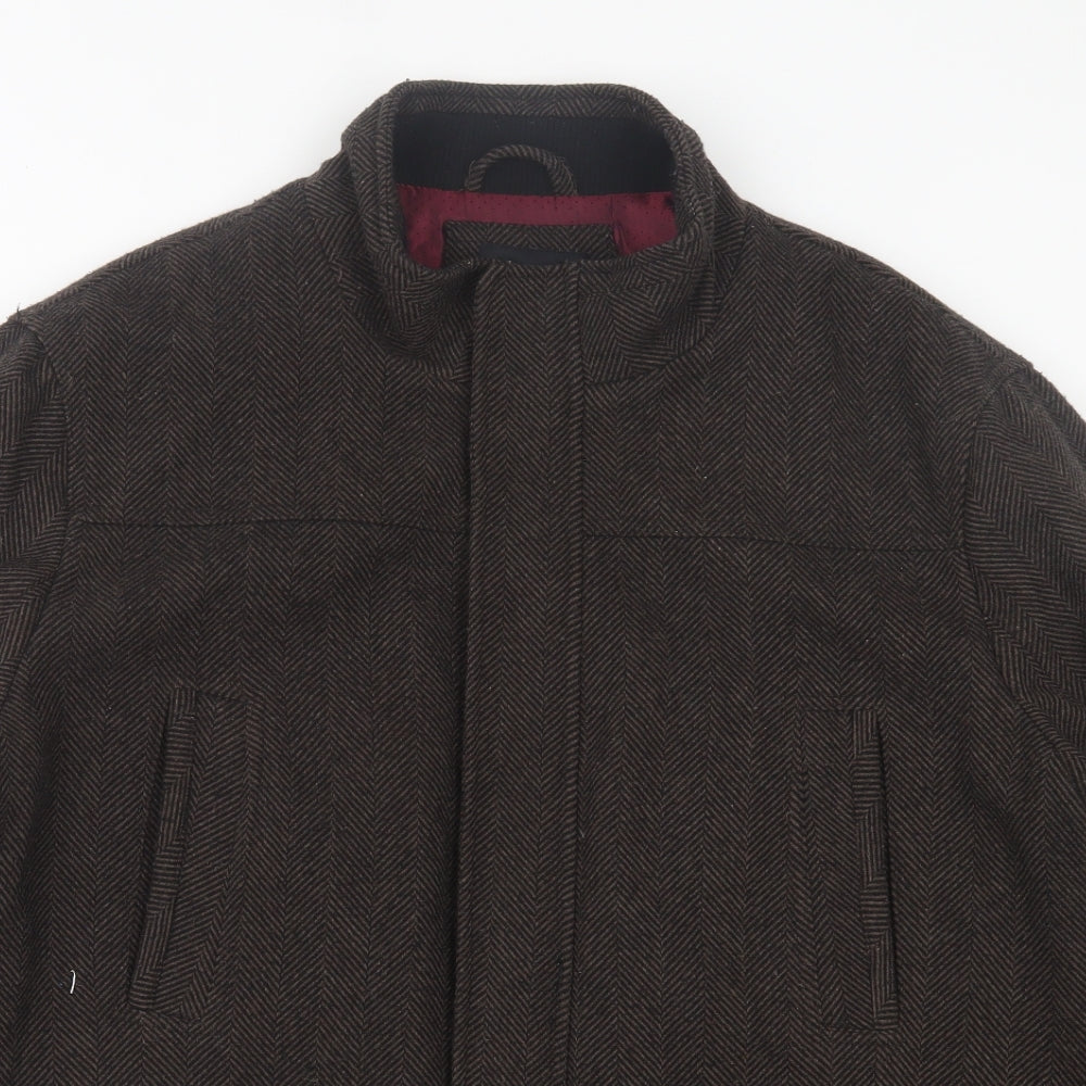 Thomas Nash Mens Brown Geometric Jacket Coat Size 2XL Zip