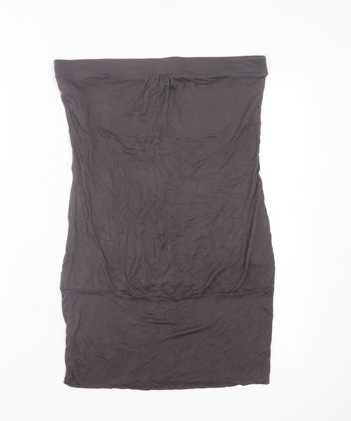 Warehouse Womens Grey Viscose A-Line Skirt Size 14
