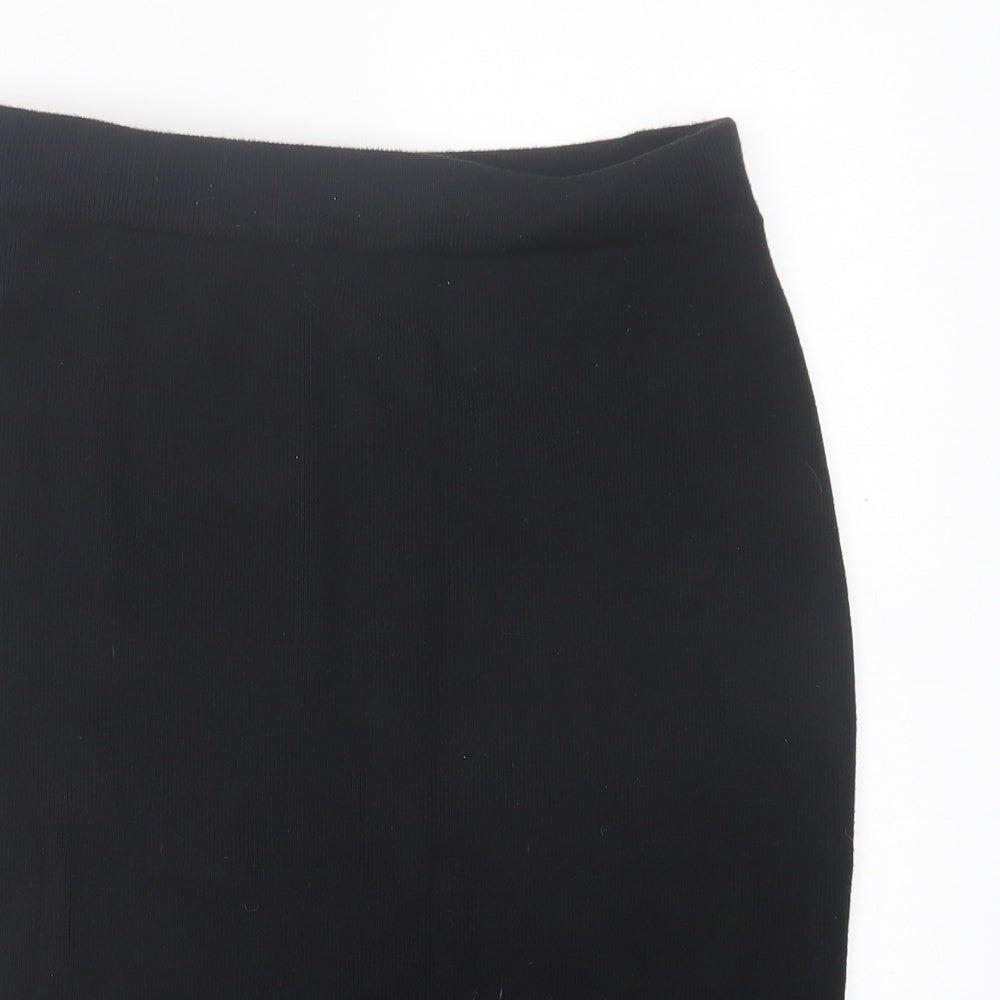 New Look Womens Black Striped Viscose A-Line Skirt Size 14