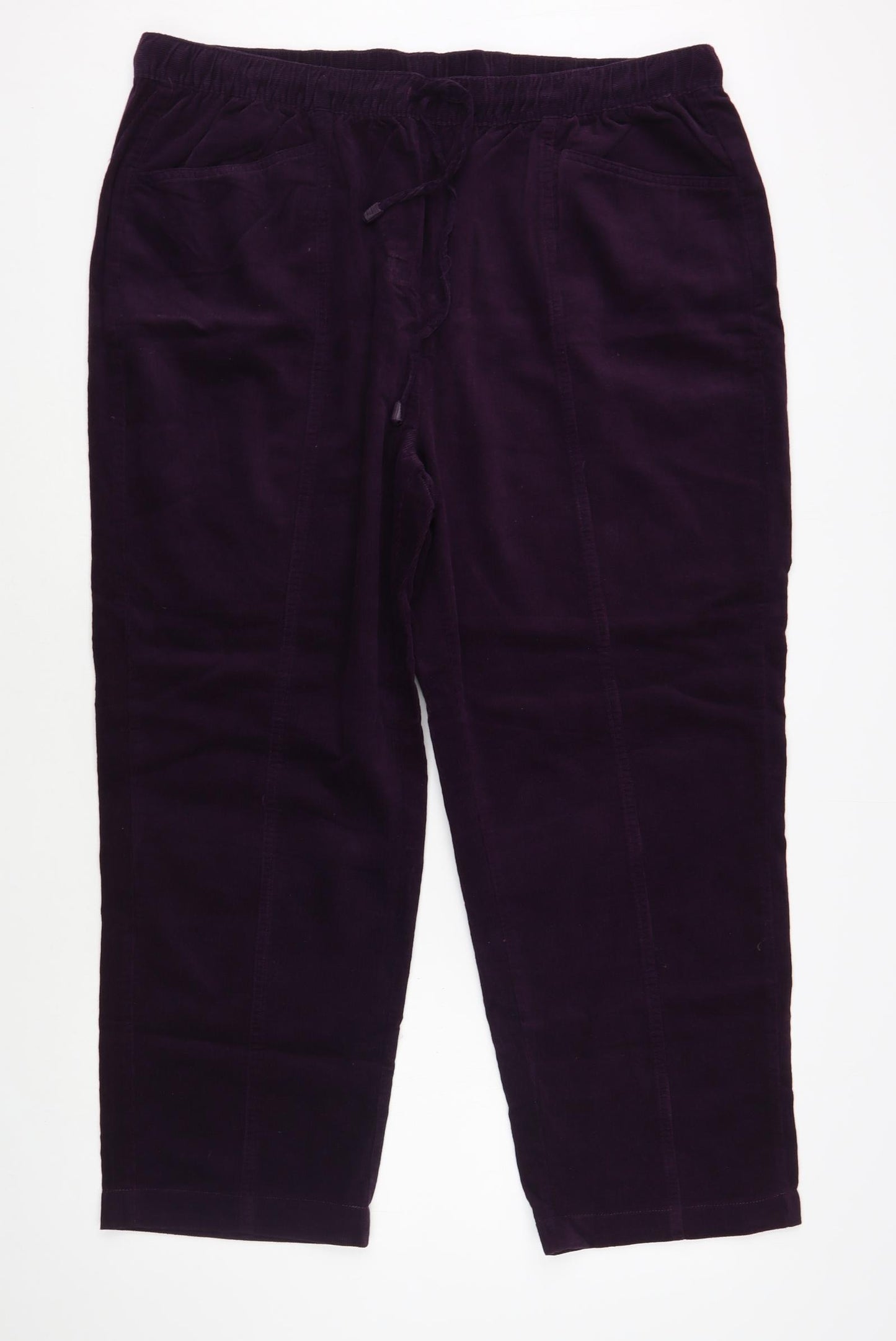 EWM Womens Purple Cotton Trousers Size 22 L28 in Regular Drawstring