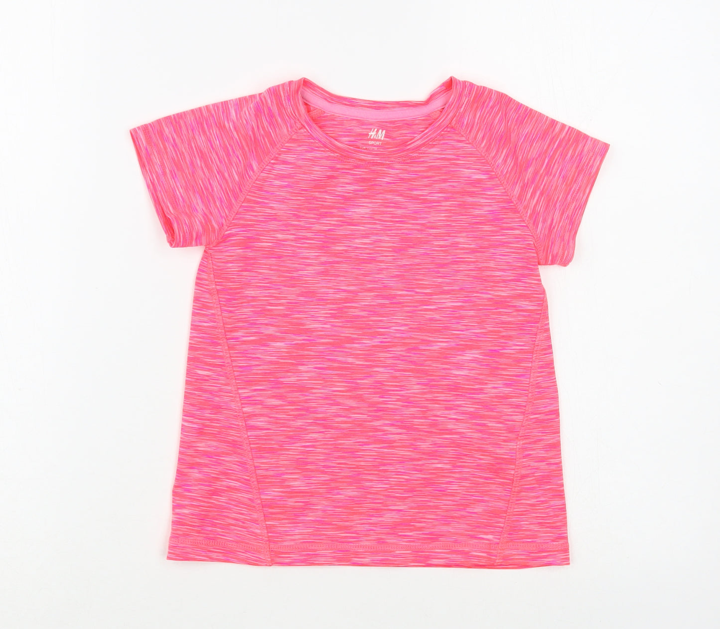 H&M Girls Pink Striped Polyester Pullover T-Shirt Size 4-5 Years Crew Neck Pullover