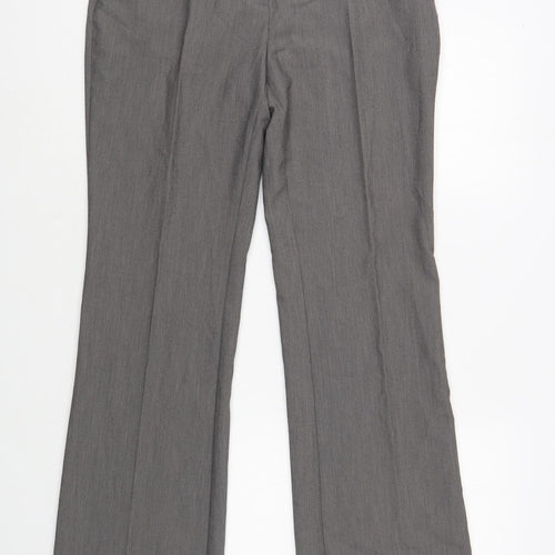 Dunnes Stores Womens Grey Polyester Dress Pants Trousers Size 10 L31 in Regular Hook & Loop