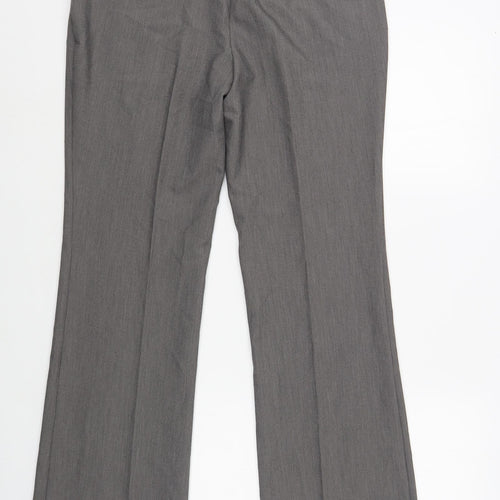 Dunnes Stores Womens Grey Polyester Dress Pants Trousers Size 10 L31 in Regular Hook & Loop