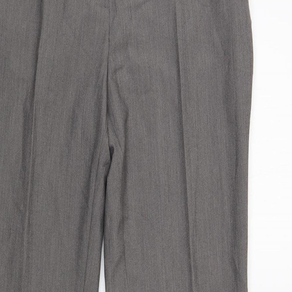 Dunnes Stores Womens Grey Polyester Dress Pants Trousers Size 10 L31 in Regular Hook & Loop