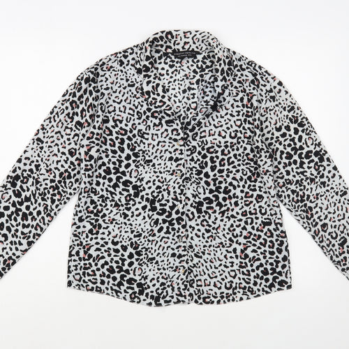 Doroth Womens Grey Animal Print Polyester Camisole Button-Up Size 10 Collared