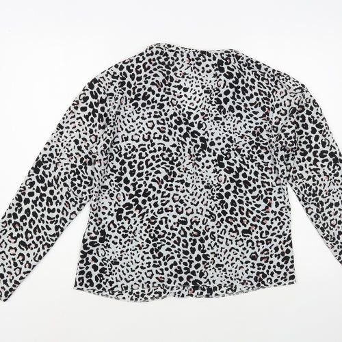 Doroth Womens Grey Animal Print Polyester Camisole Button-Up Size 10 Collared