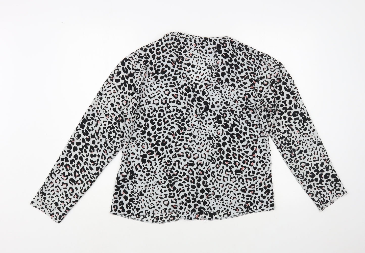 Doroth Womens Grey Animal Print Polyester Camisole Button-Up Size 10 Collared