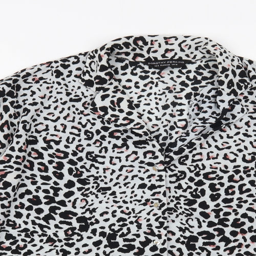 Doroth Womens Grey Animal Print Polyester Camisole Button-Up Size 10 Collared