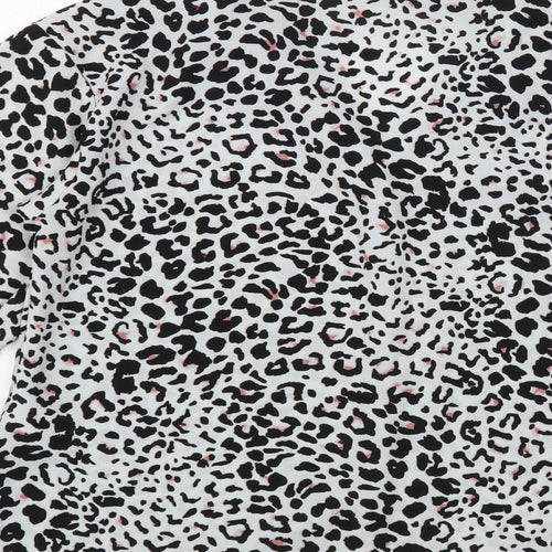 Doroth Womens Grey Animal Print Polyester Camisole Button-Up Size 10 Collared