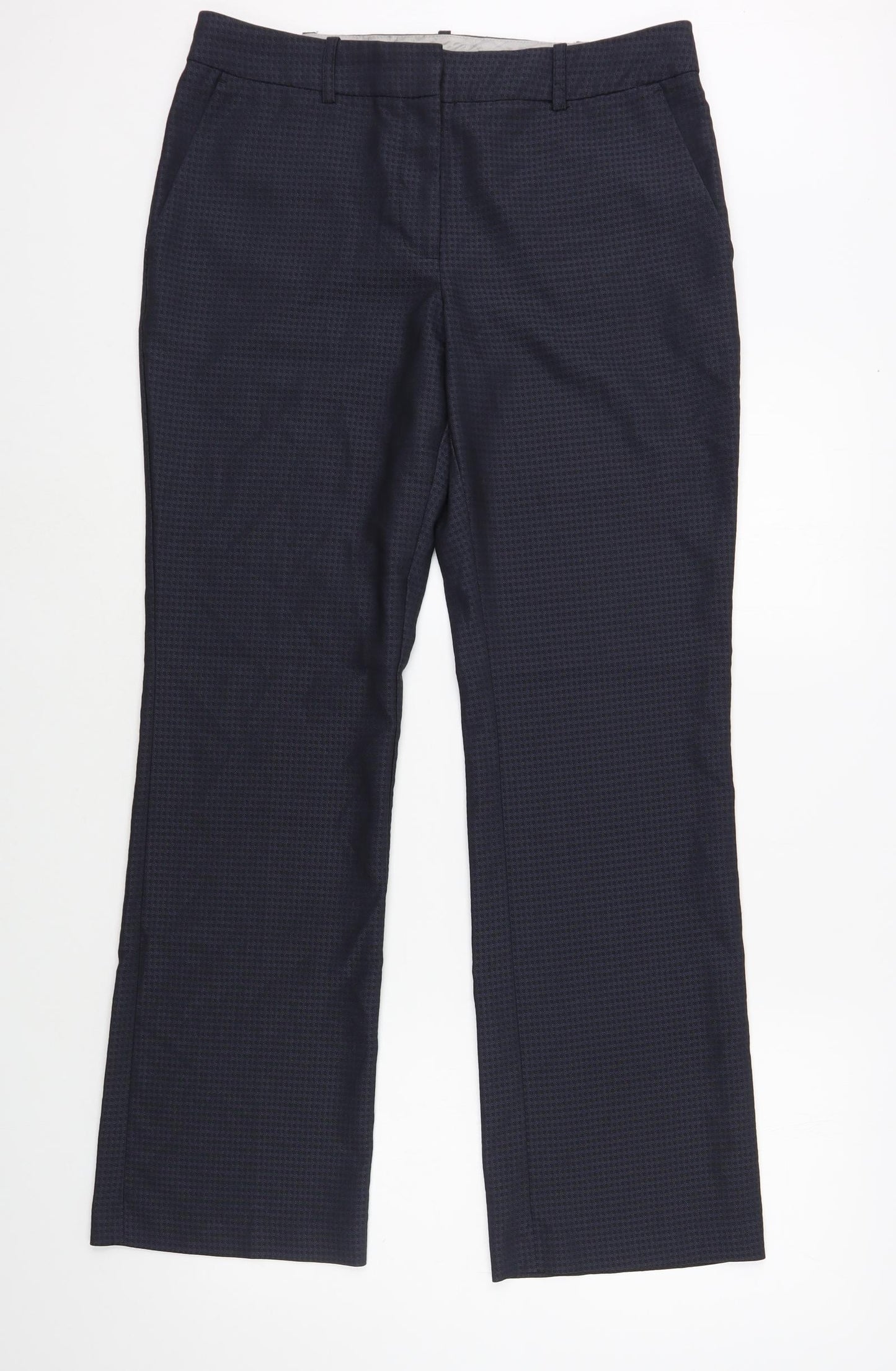 NEXT Womens Blue Geometric Polyester Dress Pants Trousers Size 10 L31 in Regular Hook & Loop