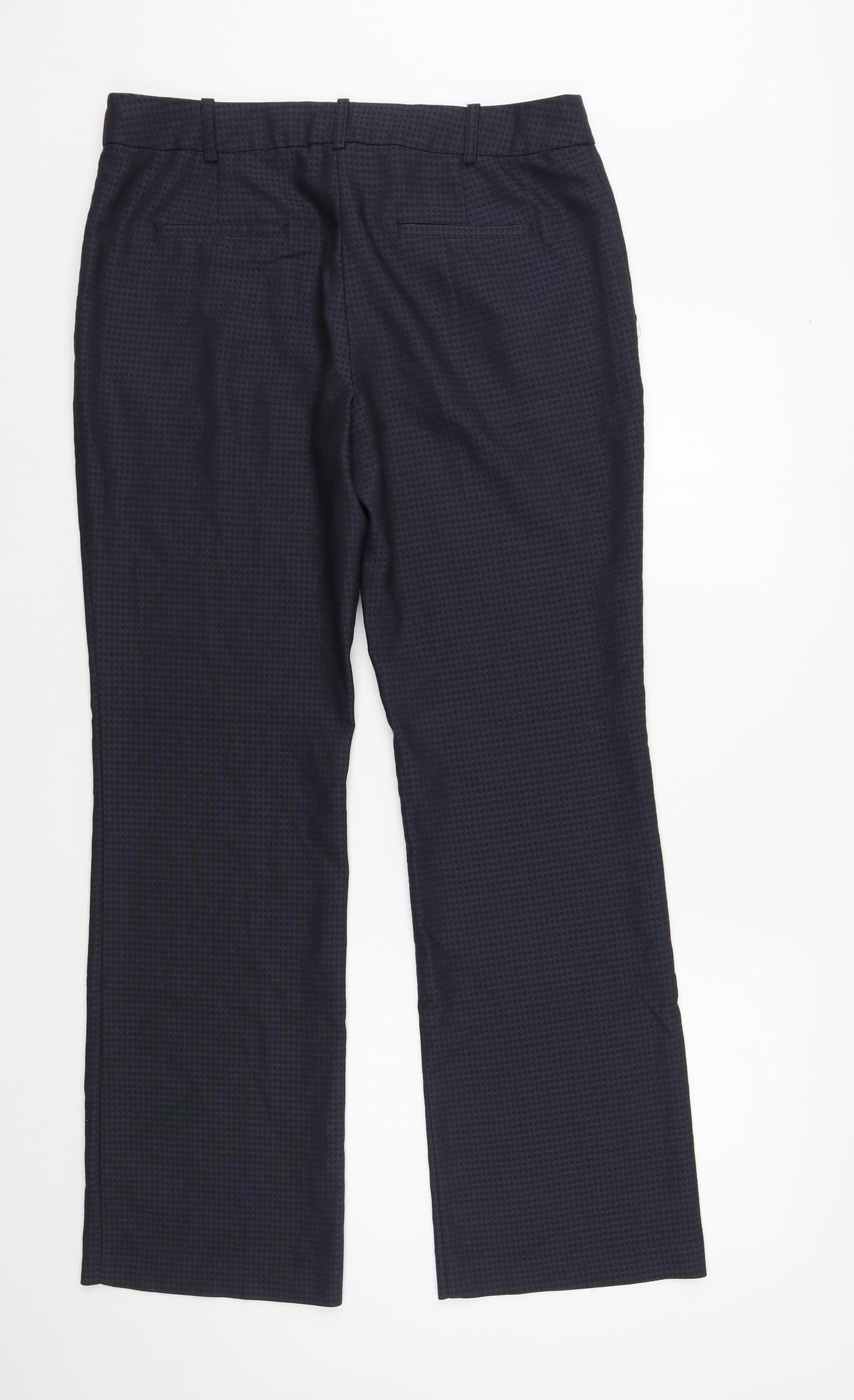 NEXT Womens Blue Geometric Polyester Dress Pants Trousers Size 10 L31 in Regular Hook & Loop