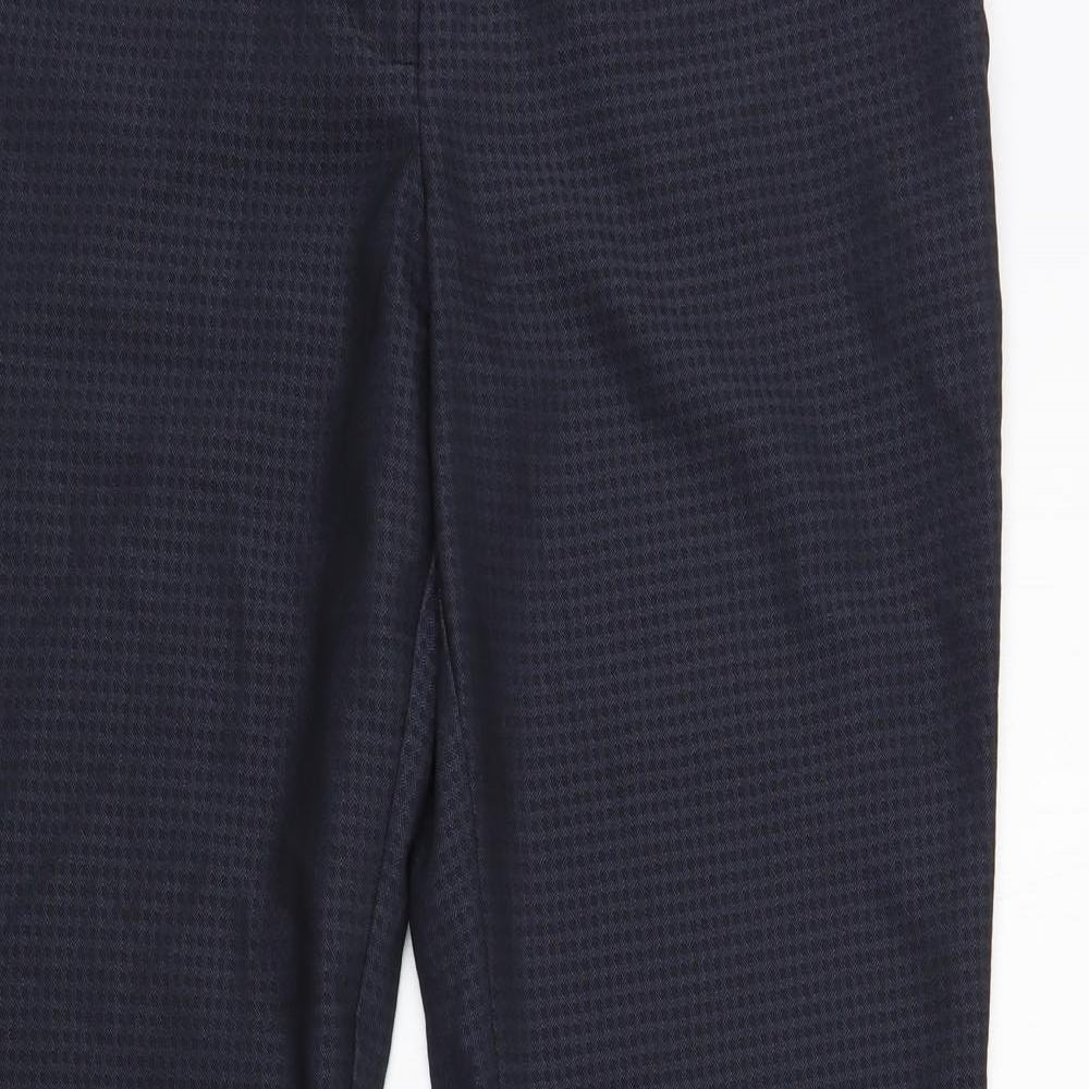 NEXT Womens Blue Geometric Polyester Dress Pants Trousers Size 10 L31 in Regular Hook & Loop