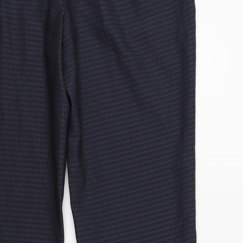NEXT Womens Blue Geometric Polyester Dress Pants Trousers Size 10 L31 in Regular Hook & Loop