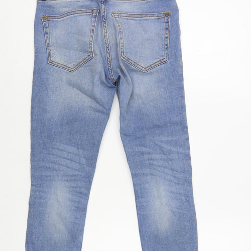 Mango Womens Blue Cotton Skinny Jeans Size 4 L25 in Regular Button