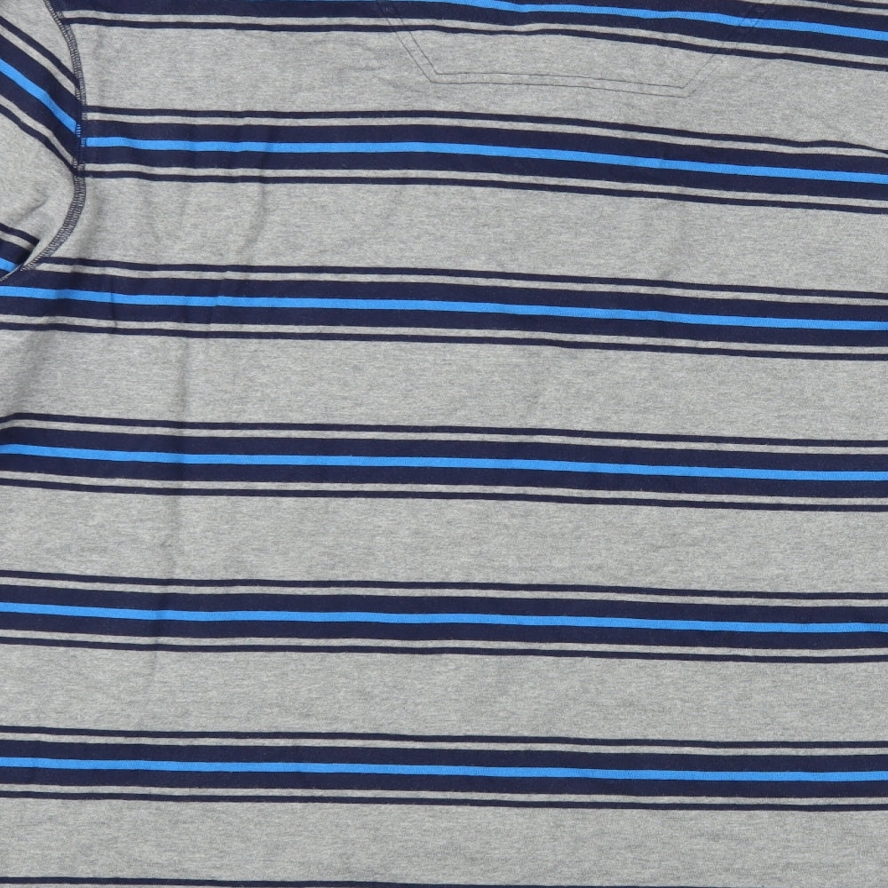 Timberland Mens Grey Striped Cotton Polo Size 2XL Collared Button