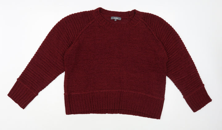 Studio Womens Red Crew Neck Acrylic Pullover Jumper Size 16