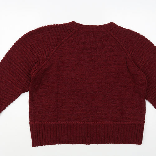 Studio Womens Red Crew Neck Acrylic Pullover Jumper Size 16