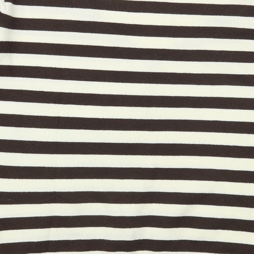 H&M Womens Ivory V-Neck Striped Acrylic Pullover Jumper Size M