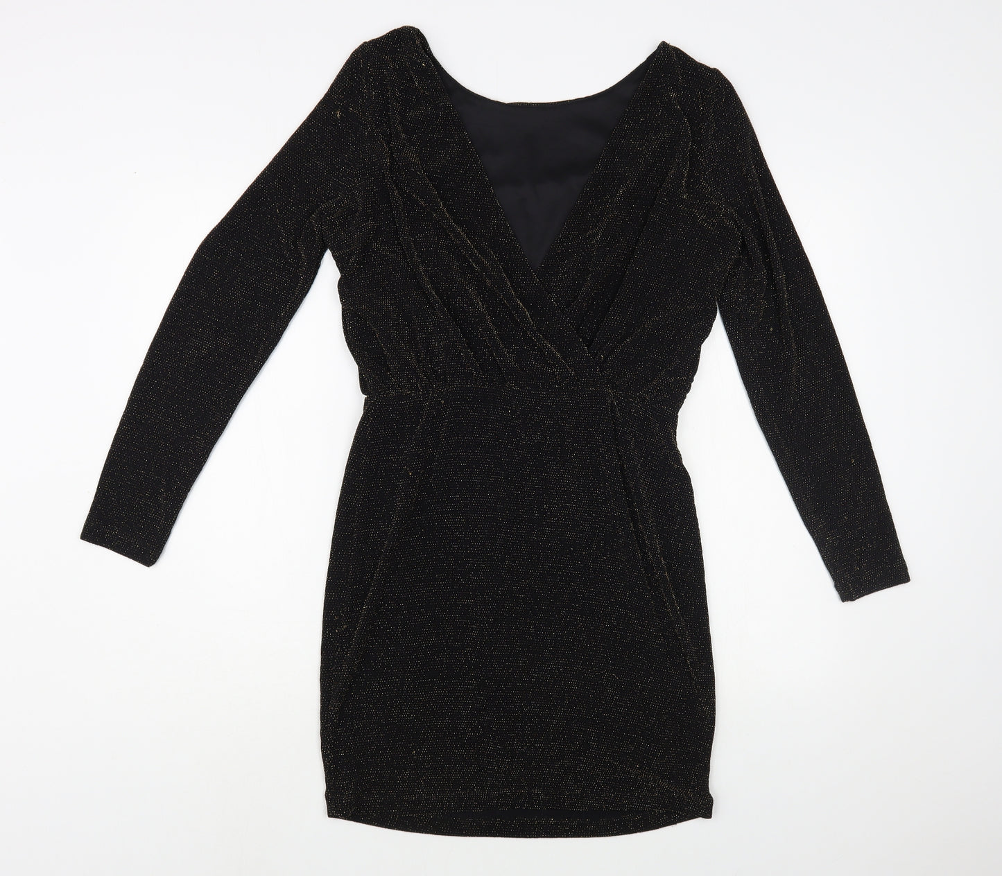 New Look Womens Black Nylon Pencil Dress Size 12 Boat Neck