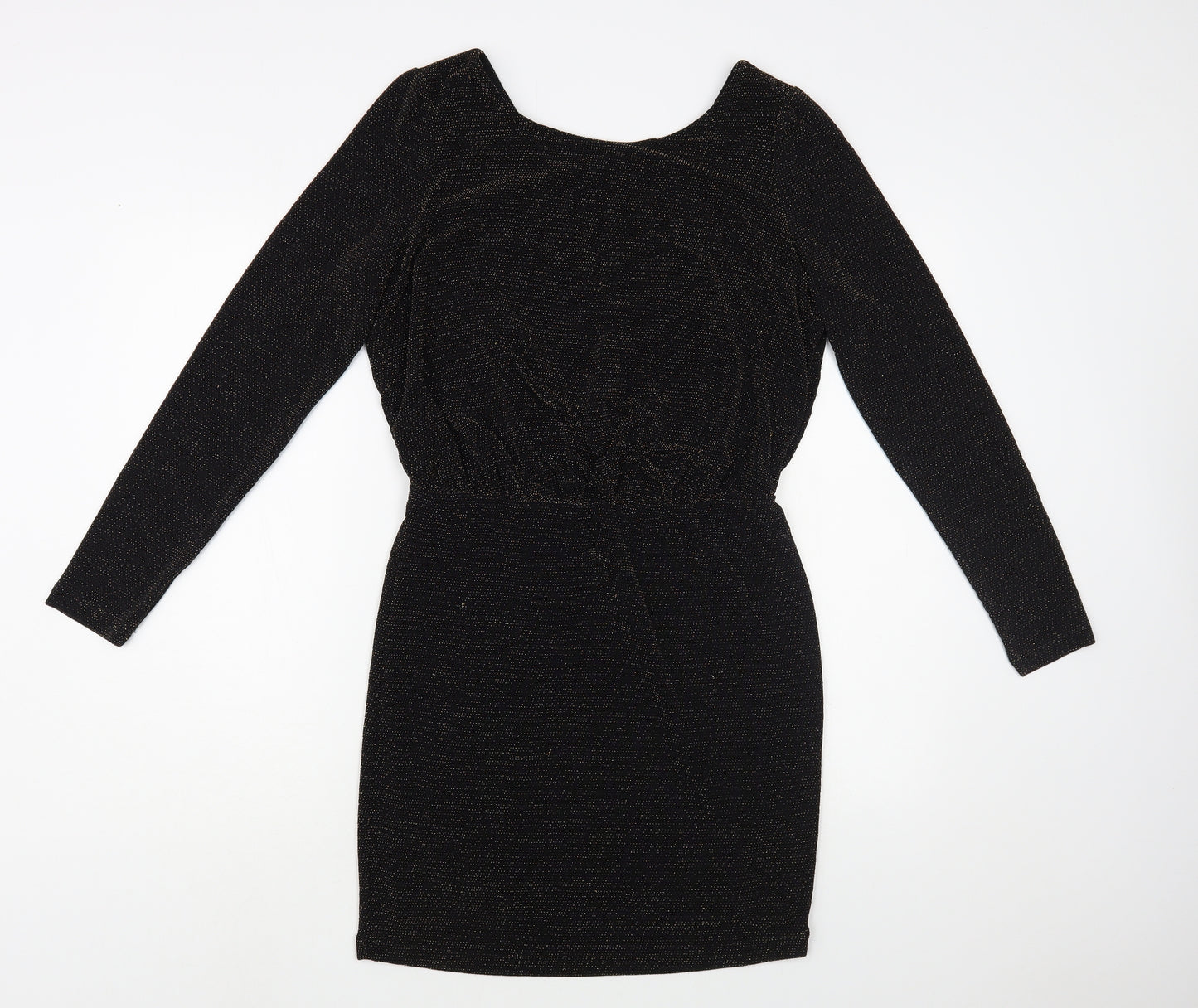 New Look Womens Black Nylon Pencil Dress Size 12 Boat Neck