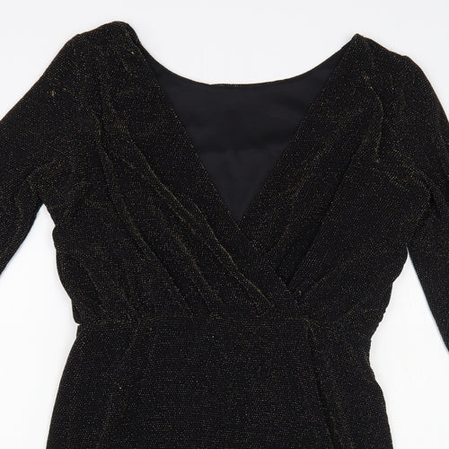 New Look Womens Black Nylon Pencil Dress Size 12 Boat Neck