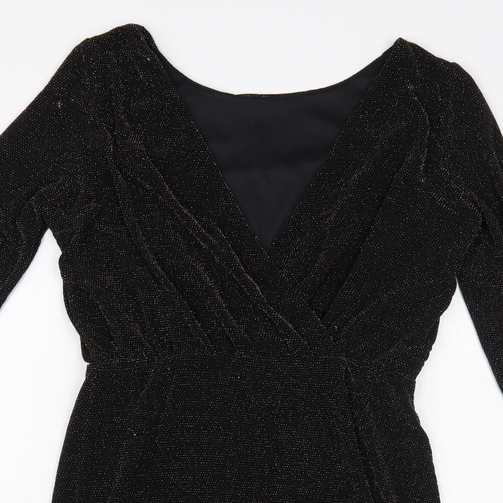 New Look Womens Black Nylon Pencil Dress Size 12 Boat Neck