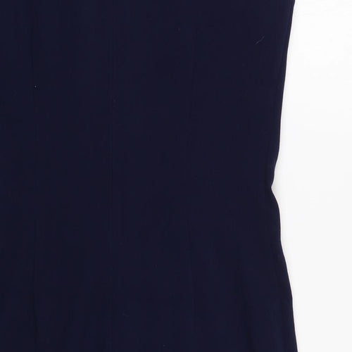 Derhy Womens Blue Polyester Pencil Dress Size L Boat Neck Zip