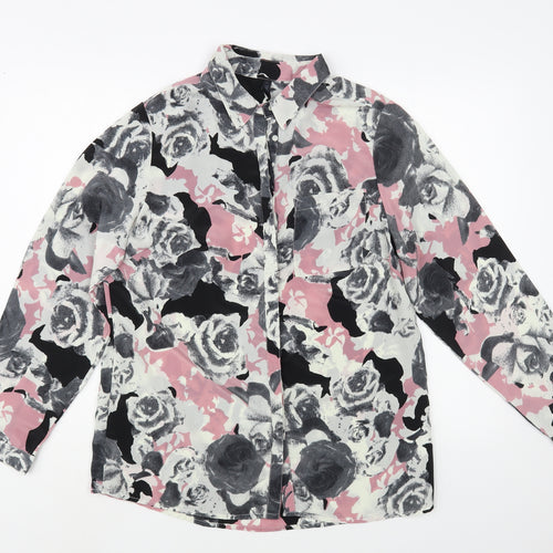 Imitz Womens Multicoloured Floral Polyester Basic Button-Up Size 10 Collared