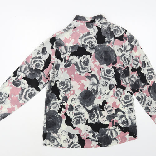 Imitz Womens Multicoloured Floral Polyester Basic Button-Up Size 10 Collared