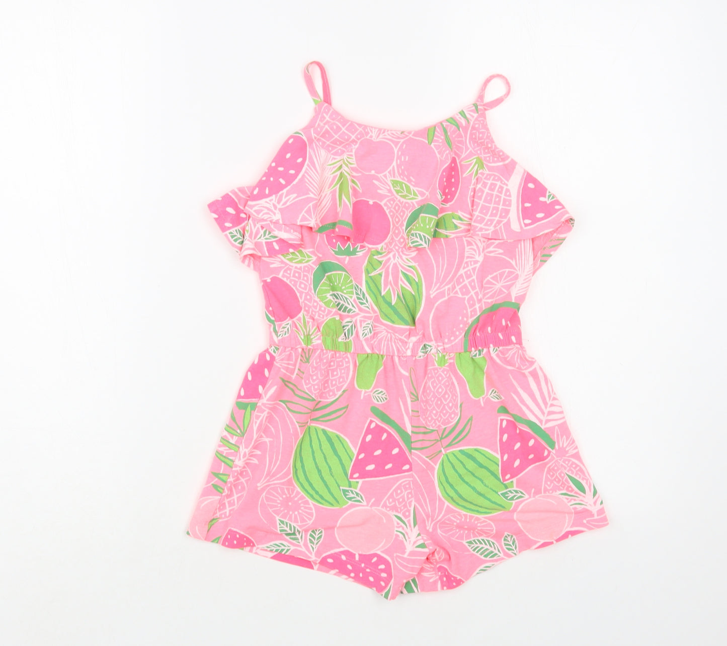 Blue Zoo Girls Pink Geometric Polyester Playsuit One-Piece Size 7-8 Years - Fruit Print