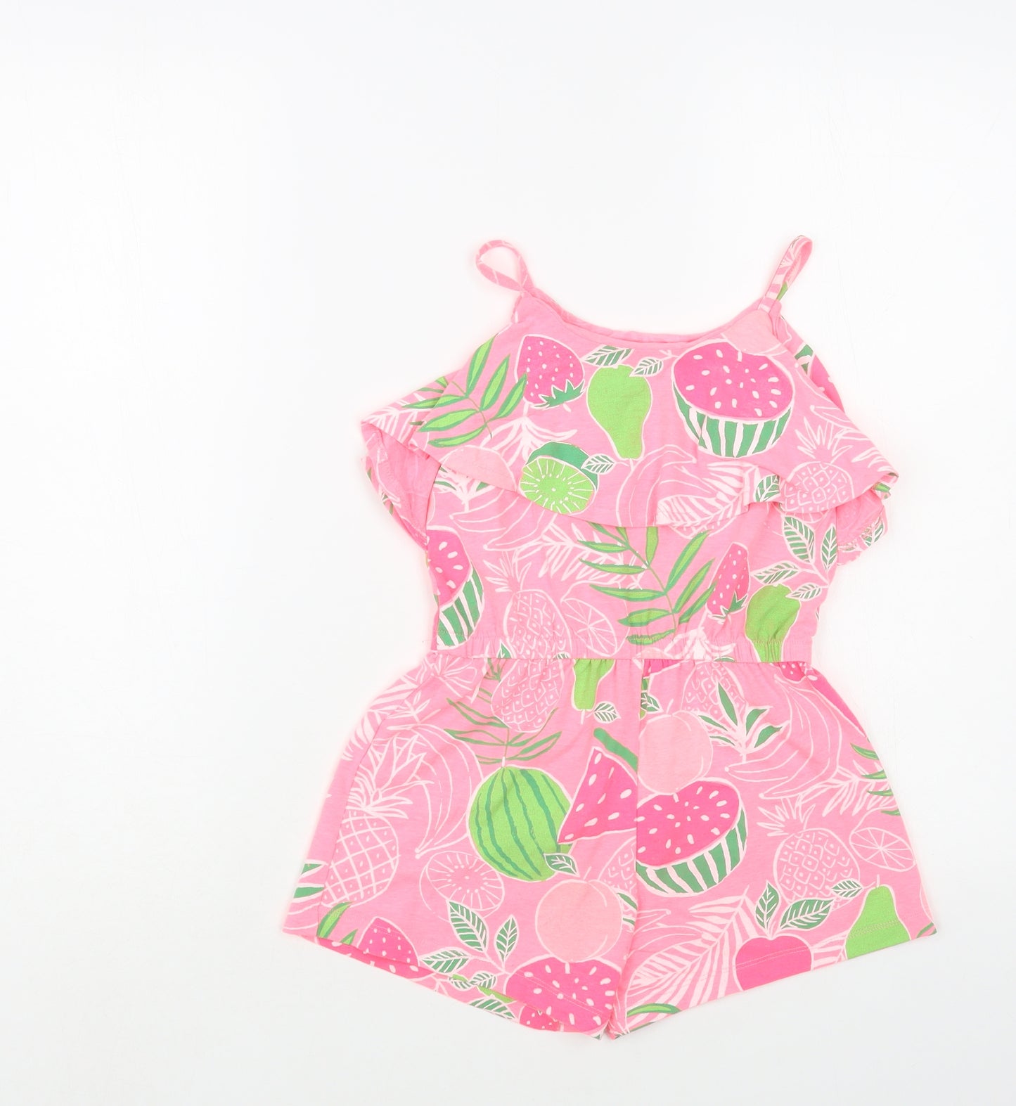 Blue Zoo Girls Pink Geometric Polyester Playsuit One-Piece Size 7-8 Years - Fruit Print