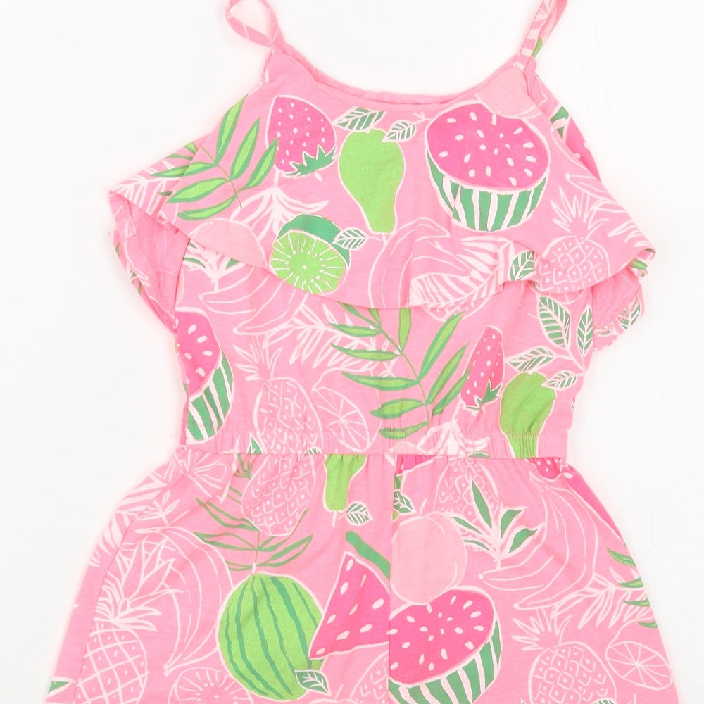 Blue Zoo Girls Pink Geometric Polyester Playsuit One-Piece Size 7-8 Years - Fruit Print