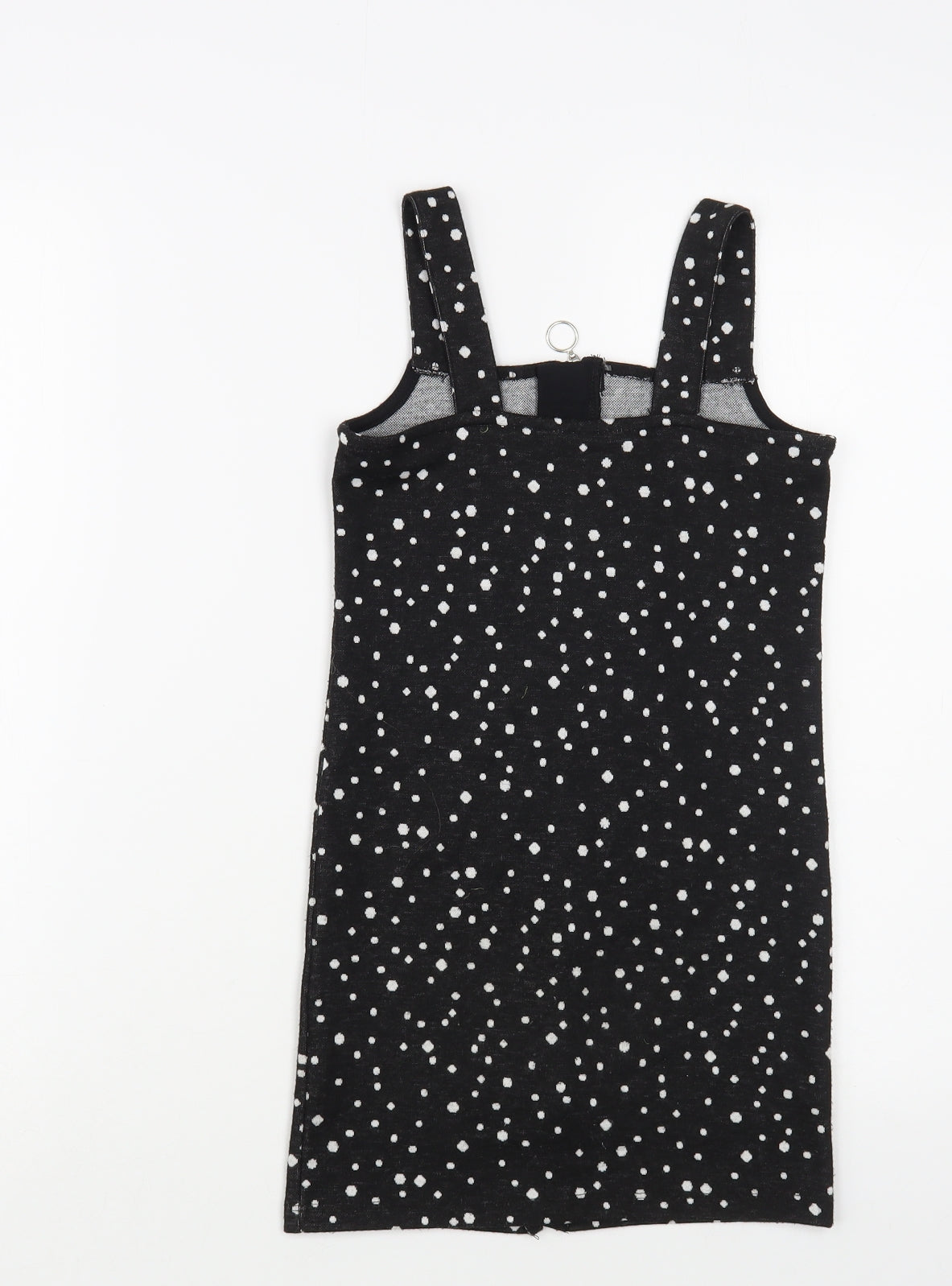 Miss E-vie Girls Black Animal Print Polyester Tank Dress Size 6-7 Years Square Neck Zip