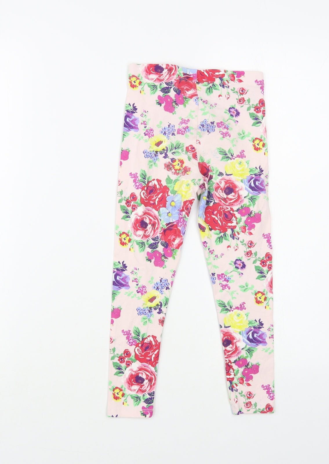 George Girls Pink Floral Cotton Jogger Trousers Size 6-7 Years Regular - Leggings
